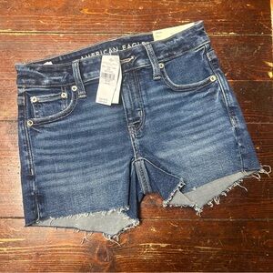 American Eagle denim shorts size 24 00 dark wash stretchy raw hem
